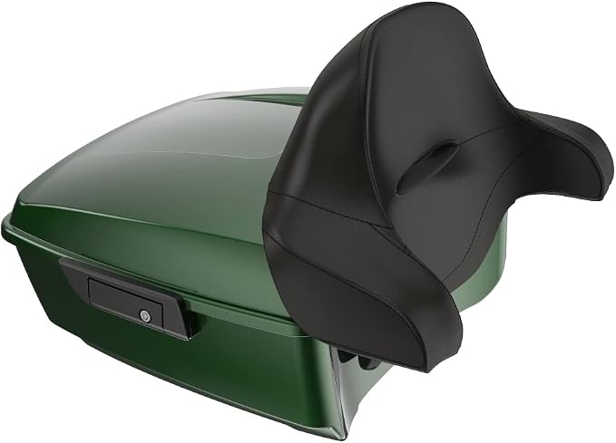 Advanblack Road Glide Tour Trunk Pack Kinetic Green King Tour Trunk Pack Luggage +Wrap-Around Backrest Pad for '97-'25 Harley Touring Road King Street Glide Electra Glide CVO Models