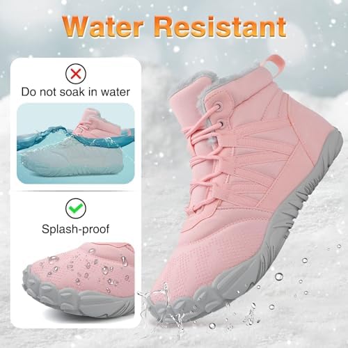 Womens Mens Barefoot Boots Shoes Minimalist Winter Snow Boots Warm Ankle Booties Zero Drop Sole Wide Toe Box Slip on Sneakers
