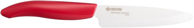 Kyocera Advanced Ceramic Revolution Series 4.5-inch Utility Knife, Red Handle, White Blade