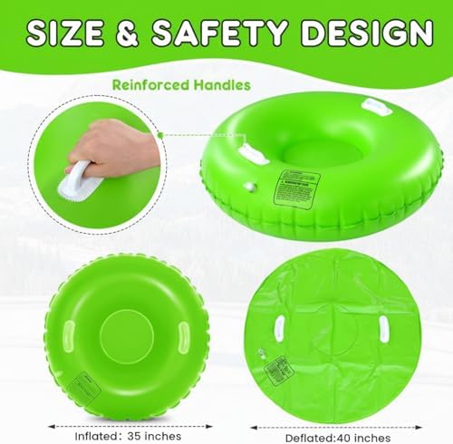 Shappy 3 Pack Inflatable Snow Tubes Handles