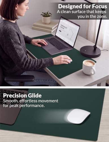 Leather Desk Pad Protector, 31.5" x 12", Dark Green Desk Mat
