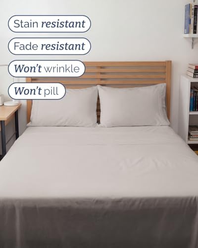 Full XL Sheets - 4 Piece Full XL Sheet Set - Cool & Breathable - Light Grey