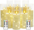 kakoya Flameless LED Candles with Timer 9 Pc Flickering Flameless Candles for Romantic Ambiance and Home Decoration Stable Acrylic Shell,with Embedded Star String，Battery Operated Candles（Ivory）