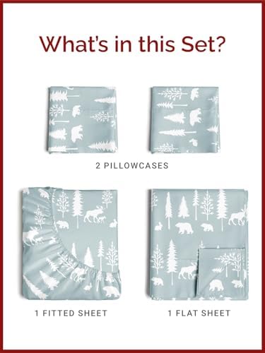 Christmas Sheet Set, Woodlands, Holiday Xmas Bedding Set - Full Size