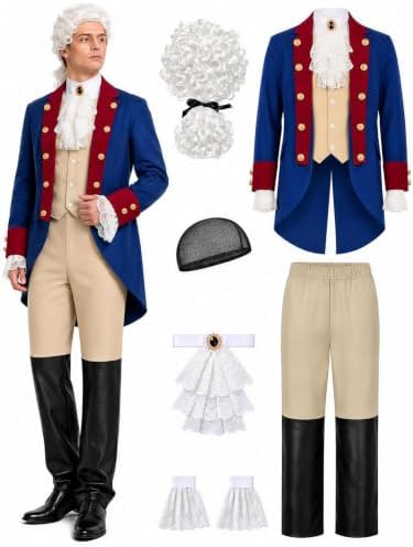 Founding Fathers Costume Set for Men - 7PC Colonial Costume Men