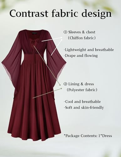 Scarlet Darkness Renaissance Costume Women Pirate Medieval Maxi Dress
