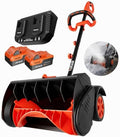 VOLTASK 48V 16-Inch Brushless Cordless Snow Shovel with Wheels, Orange