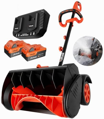 VOLTASK 48V 16-Inch Brushless Cordless Snow Shovel with Wheels, Orange