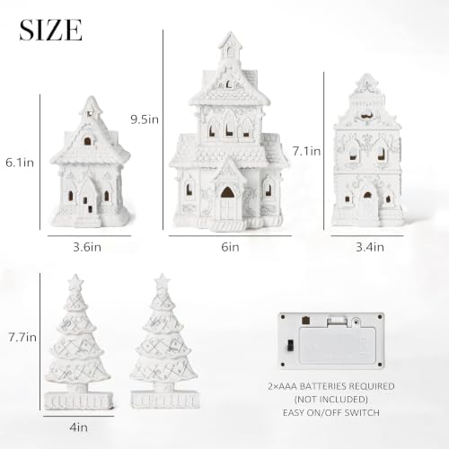 Parsin Gingerbread House Christmas Decorations - 5PC Village Set with Trees