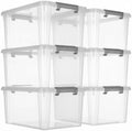 CITYLIFE 6 Packs 17 QT Plastic Storage Bins with Lids Large Stackable Storage Containers for Organizing Clear Storage Box for Garage, Closet, Classroom, Kitchen