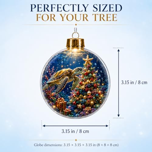 6 Pack Lighted Ocean Christmas Ornaments, 3.15 Inch Sea Animal Globes