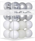 White & Silver 1.6" Small Christmas Balls Christmas Tree Decoration Ornaments Shatterproof Hanging Balls for Birthday Halloween Holiday Wedding Decorations Set of 24pcs