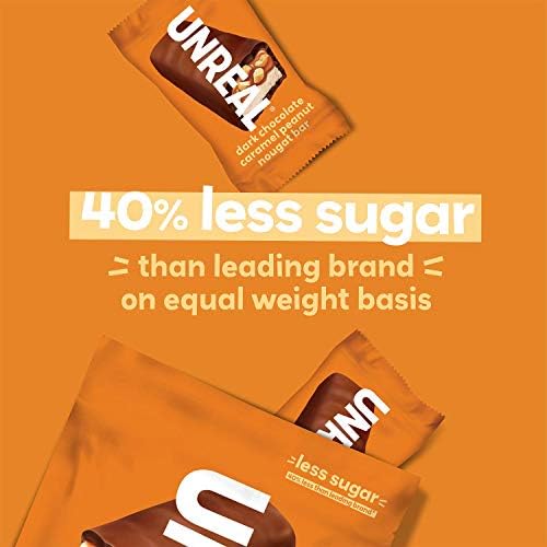 UNREAL Dark Chocolate Caramel Peanut Nougat Bars | 70% Organic Ingredients, Fair Trade, Non-GMO | No Corn Syrup, Sugar Alcohols, Soy | 6 Bags