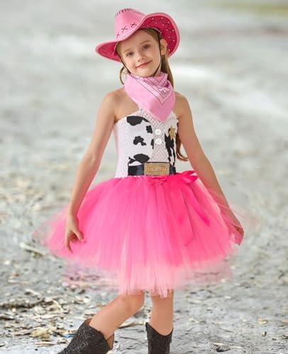 Tutu Dreams Halloween Cowgirl Costume for Girls 1-10Y with Bandana Cowboy Hat Birthday Party Dress Up Clothing