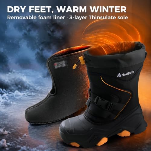 Men's Ice Grip Snow Boots, 3M Insulated Winter Boots Waterproof