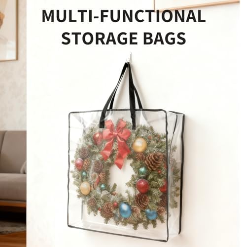 Garvee Christmas Wreath Storage Container, 8 Pack Moving Bags with Zipper