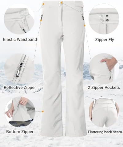 Outdoor Ventures Fleece Lined Waterproof Pants Women Ski Snow Hiking Warm