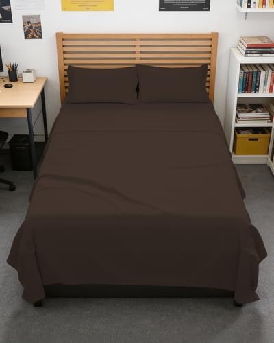 Full XL Sheets - 4 Piece Full XL Sheet Set - Breathable & Cooling - Brown