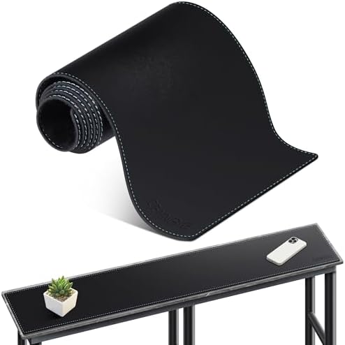 CENNBIE Console Table Leather Cover - 47 x 5.9 Inches Sofa Table Narrow Long Mat - TV/Media/Gaming/Center Console Table Protector Pad for Narrow Side Table, Sideboard, Entryway Table (Black)