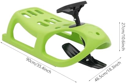 Snow Sled for Kids, Winter Snow Sled, Single Rider Winter Sleigh Ski Sled Slider Board Toboggan for Toddlers & Kids, Winter Fun for Little Ones（Green）