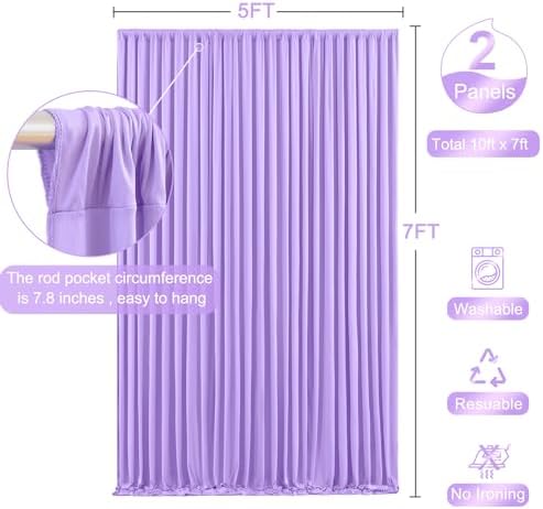 Lavender Backdrop Curtain for Parties Wedding Wrinkle Free Light Purple Photo Curtains Backdrop Drapes Fabric Decoration for Baby Shower Photoshoot 5ft x 7ft,2 Panels