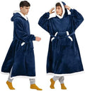 Bedsure Wearable Blanket Hoodie, Long Hooded Blanket Sweatshirt as Christmas Birthday Gifts for Men, Cozy Sherpa Hoodie for Adult, Oversize, Navy