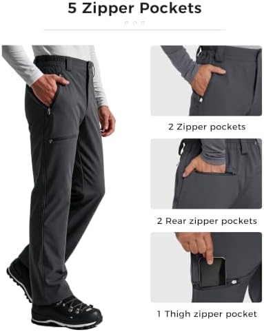 wantdo Men's Fleece Lined Pants Insulated Softshell Ski Snow Hiking Pant