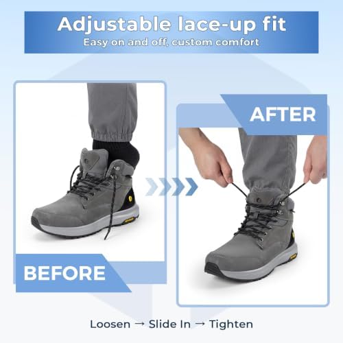 FitVille Mens Snow boots Wide Width Fur Lined Warm Winter Boots with Heat Lock Technology and Adjustable Lace up, Slip-Resistant Outsole for Outdoor