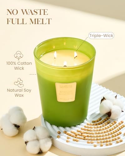 M&SENSE Rosemary Eucalyptus Soy Candle, 35oz 3-Wick, Summer Spa Meditation