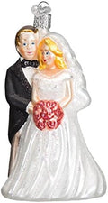 Old World Christmas Bridal Couple Glass Blown Ornament for Christmas Tree, Handcrafted Holiday Decoration, Wedding Collection