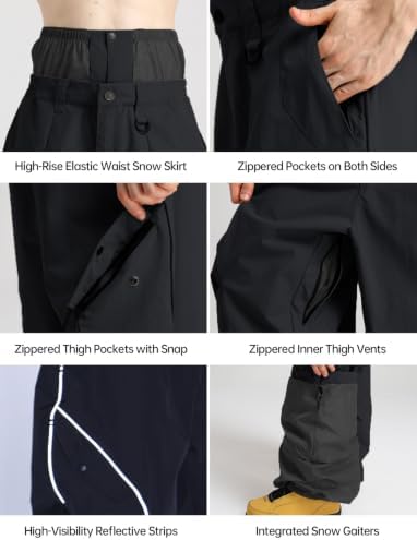 GSOU SNOW Mens Womens Baggy Snowboard Pants Snow Ski Reflective Waterproof