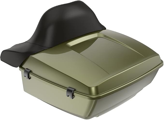 Advanblack Road Glide Tour Trunk Pack Mineral Green Metallic King Tour Trunk Pack Luggage +Wrap-Around Backrest Pad for '97-'25 Harley Touring Road King Street Glide Electra Glide CVO models