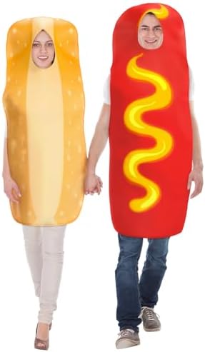 Chicingyou 2 Pcs Hot Dog and Bun Costume Halloween Hot Dog Adult Costume