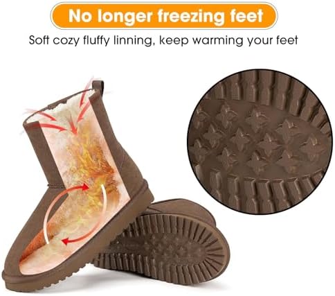 Mishansha Suede Winter Snow Boots for Women Warm Faux Fur Lined Waterproof