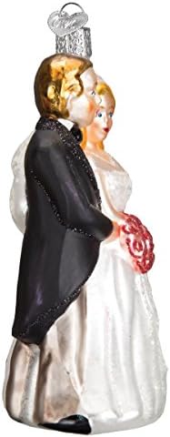 Old World Christmas Bridal Couple Glass Blown Ornament for Christmas Tree, Handcrafted Holiday Decoration, Wedding Collection