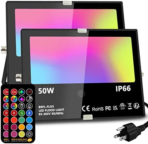 Led Flood Light Outdoor, 50W RGB Color Changing Landscape Lighting