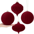 Civaner 4 Pcs Large Velvet Christmas Ball,6 Inch,Burgundy
