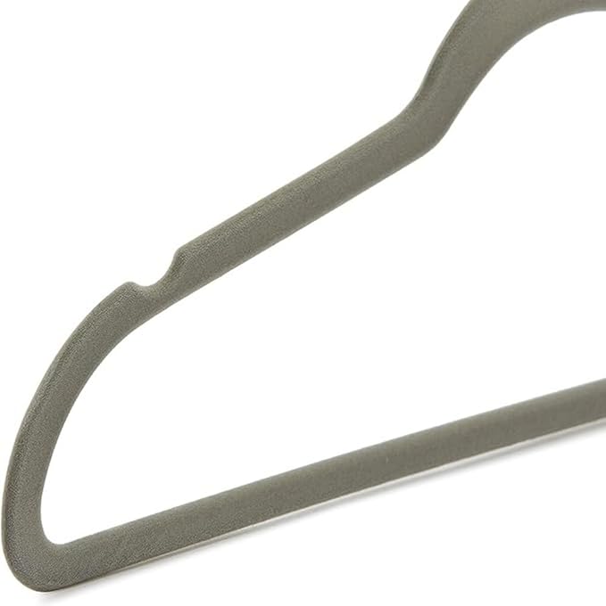 Amazon Basics Slim Velvet Non-Slip Space Saving Suit Clothes Hangers for Closet Organization, Gray/Silver, 100-Pack