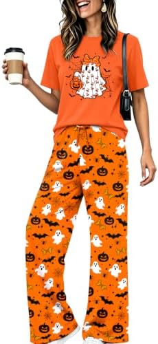 Skull Sets for Women Halloween Bloody Shirts Dancing Skeleton 2 Pc Set