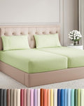 Split King Size 5 Piece Sheet Set - Breathable & Cooling - Light Sage Green