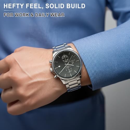 Stylish Stainless Steel Men's Watches with Functional Chronograph Subdials