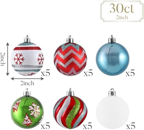 Valery Madelyn 30ct Christmas Ornaments Tree Decorations Set 2 Inch