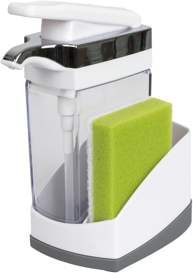 Casabella Sink Sider Solo Soap Pump and Sponge Caddy for Kitchen Sinks, Kitchen Sink Organizer Sponge Caddy and Soap Pump Combo, White (Pack of 6)