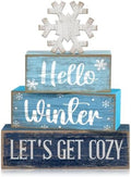 Lineshading 4 Pcs Snowflake Christmas Table Decorations Hello Winter Blocks