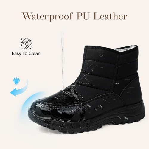 SHIBEVER Women Winter Snow Boots: Waterproof Slip on Fur Warm Ankle Boot