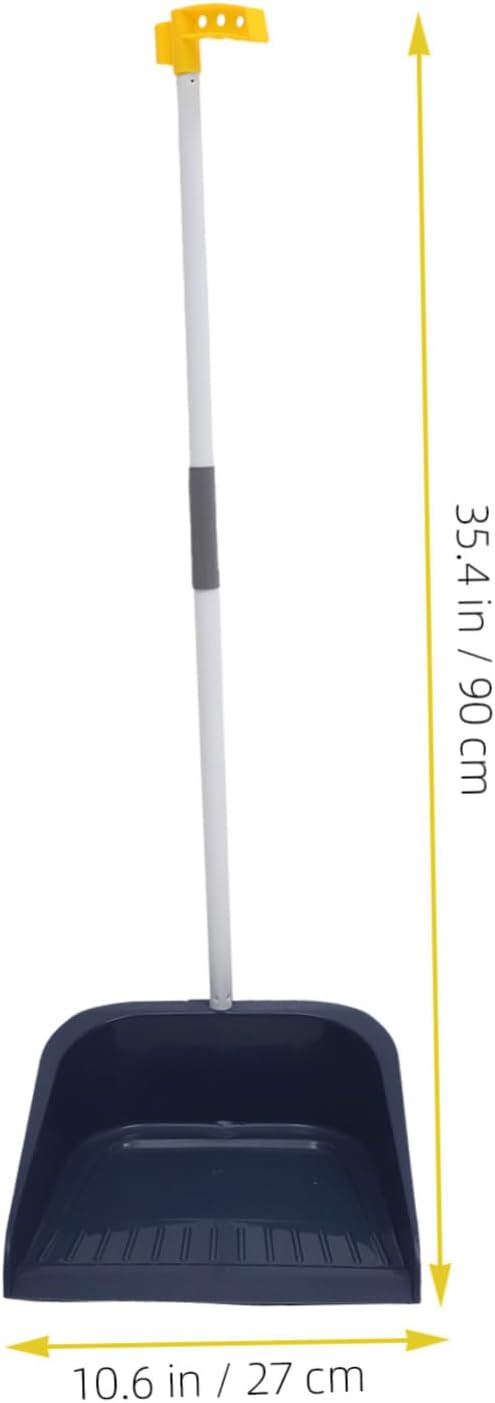 VOSAREA Broom and Dustpan Set, Heavy Duty Dust Pan and Broom with Long Handle, Standing Dustpan Set Household Floor Cleaning Tools for Home Kitchen Indoor Sweeping Blue