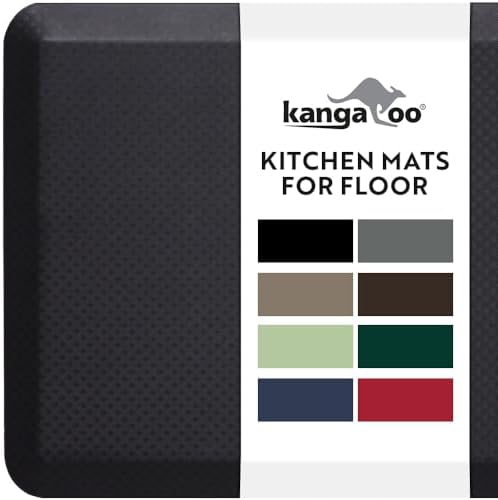 KANGAROO Cushioned Anti Fatigue Kitchen Mats for Floor, 17x24 Black