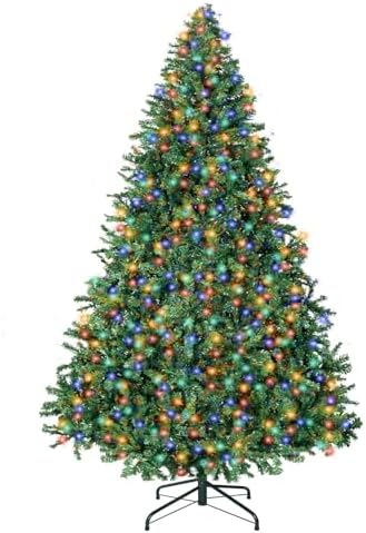 7FT Prelit Christmas Artificial Tree with Led Lights, Lighted Xmas Tree