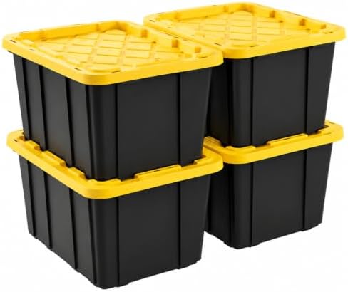 17 Gallon Storage Bins with Lids, 4 Pack Heavy Duty Plastic Tote Boxes