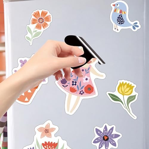 Easter & Spring Decor - 25Pcs Garden Theme Soft Fridge Magnets, Cute Bunny with Flower Pot Magnets for Kids, Spring Classroom Activities, Easter Basket Stuffers & Refrigerator Decor (B)